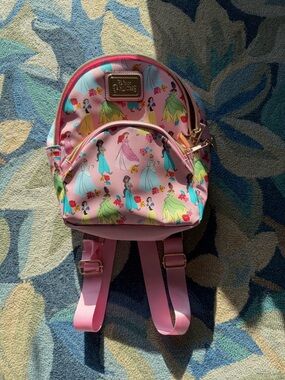 Disney Princess Pink Mini Backpack with Multicolor Princess Prints